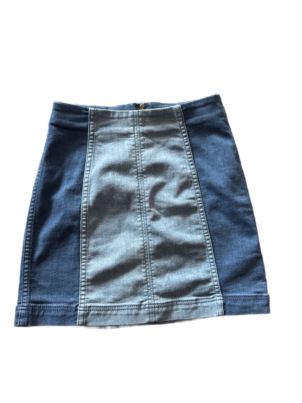 Free People Color Block Denim Mini Skirt Size 2 15” Length